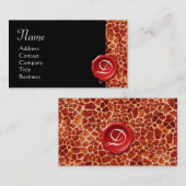 GIRAFFE HAUT, ROTES WAX SIEGEL MONOGRAMM, schwarz Visitenkarte (Vorne/Hinten)