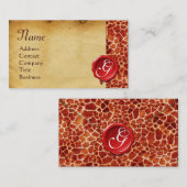 GIRAFFE-HAUT, ROTES WAX-SIEGEL-PARKPLATZ VISITENKARTE (Vorne/Hinten)