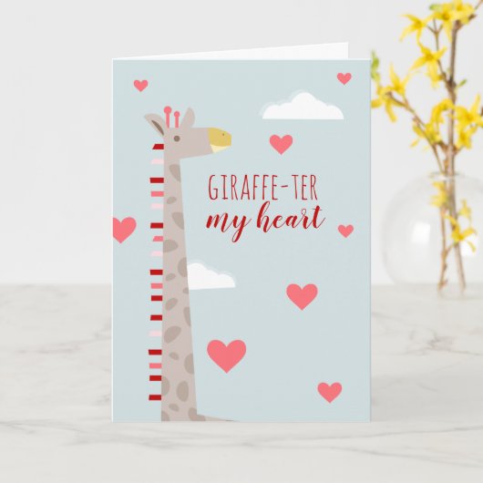 Giraffe Heart Valentine Pun Karte (Gelbe Blume)