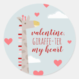 Giraffe Heart Valentine Pun Runder Aufkleber