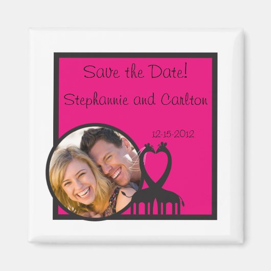 Giraffe Heart Wedding Announcement Magnet (Vorne)