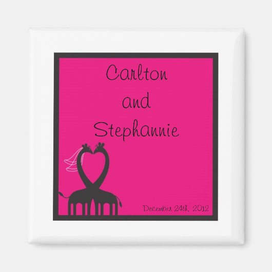 Giraffe Heart Wedding Magnet Bevorzugung (Vorne)