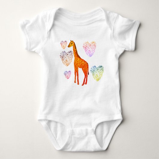 Giraffe Hearts Jersey Bodysuit Baby Strampler (Vorderseite)