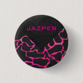 Giraffe Heiß rosa und Schwarz Button (Vorderseite)