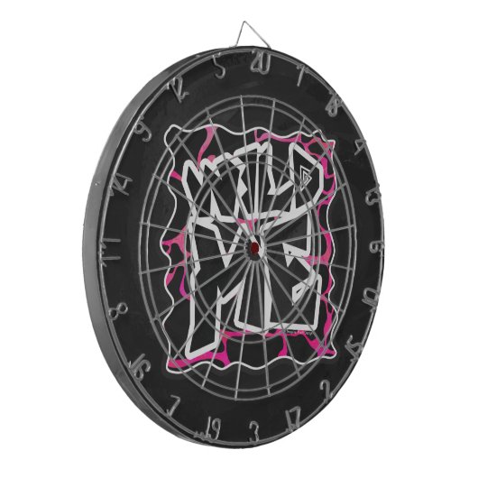 Giraffe Heiß rosa und Schwarz Dartscheibe (Vorderseite Links)