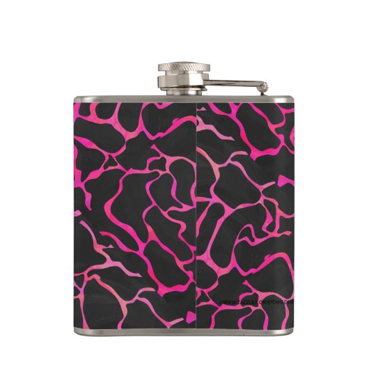 Giraffe Heiß rosa und Schwarz Flachmann (Rückseite)