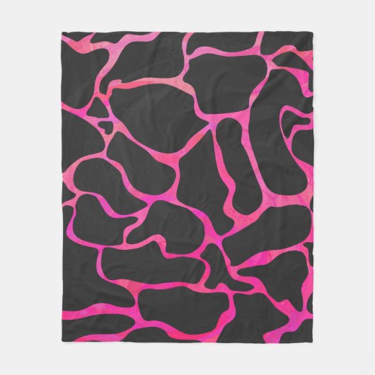 Giraffe Heiß rosa und Schwarz Fleecedecke (Vorderseite)