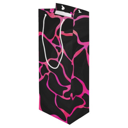 Giraffe Heiß rosa und Schwarz Geschenktüte Für Weinflaschen (Rückseite Schrägansicht)