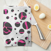 Giraffe Heiß rosa und Schwarz Geschirrtuch (Viertel Falte)