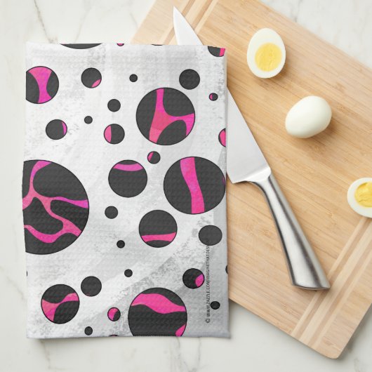 Giraffe Heiß rosa und Schwarz Geschirrtuch (Viertel Falte)