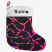Giraffe Heiß Rosa und Schwarz Großer Weihnachtsstrumpf (Vorderseite)