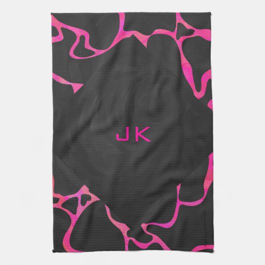 Giraffe Heiß rosa und Schwarz Handtuch (Vertikal)