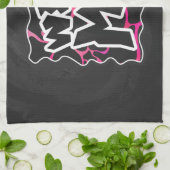 Giraffe Heiß rosa und Schwarz Handtuch (Gefaltet)