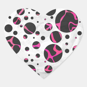 Giraffe Heiß rosa und Schwarz Herz-Aufkleber