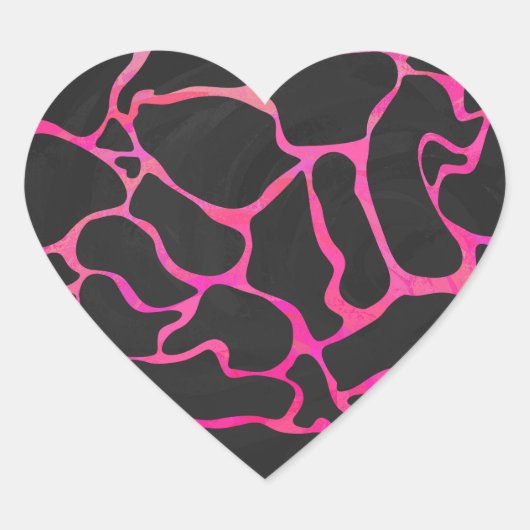 Giraffe Heiß rosa und Schwarz Herz-Aufkleber (Vorderseite)