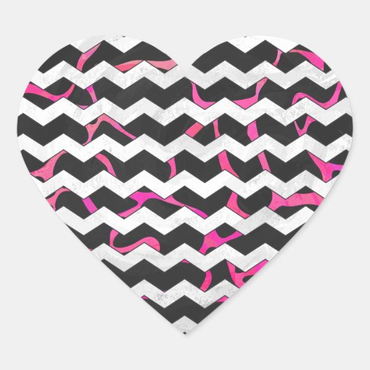 Giraffe Heiß rosa und Schwarz Herz-Aufkleber (Vorderseite)