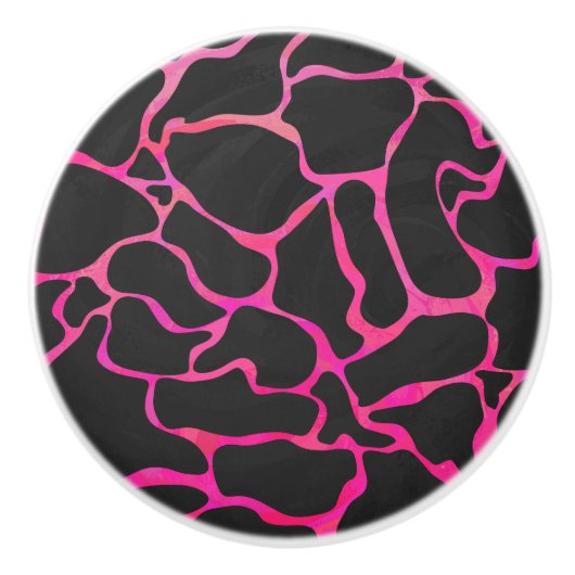 Giraffe Heiß rosa und Schwarz Keramikknauf (Vorderseite)
