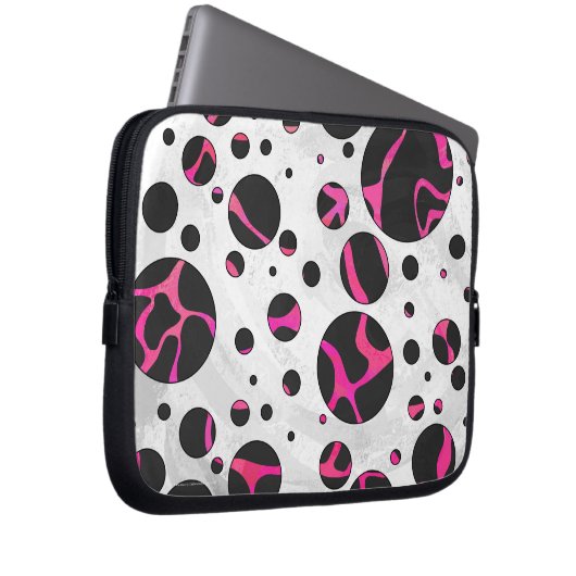 Giraffe Heiß rosa und Schwarz Laptopschutzhülle (Vorne Rechts)