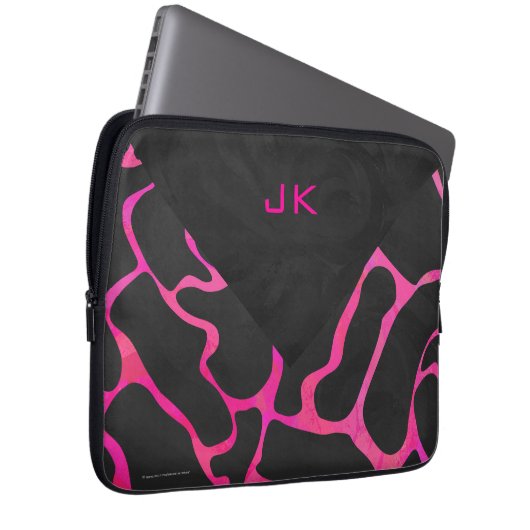 Giraffe Heiß rosa und Schwarz Laptopschutzhülle (Vorne Rechts)