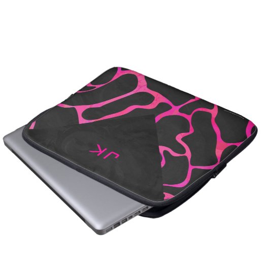 Giraffe Heiß rosa und Schwarz Laptopschutzhülle (Vorne Knopf)