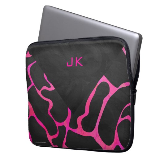 Giraffe Heiß rosa und Schwarz Laptopschutzhülle (Vorderseite Links)