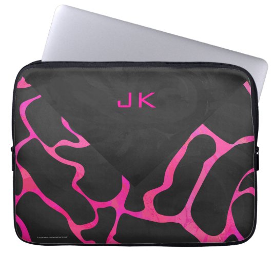 Giraffe Heiß rosa und Schwarz Laptopschutzhülle (Vorderseite)