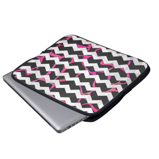 Giraffe Heiß rosa und Schwarz Laptopschutzhülle (Vorne Knopf)