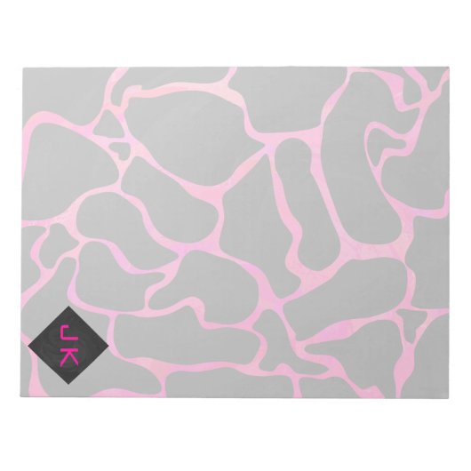 Giraffe Heiß rosa und Schwarz Notizblock (Vorderseite)