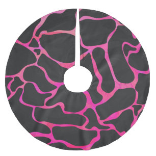 Giraffe Heiß rosa und Schwarz Polyester Weihnachtsbaumdecke