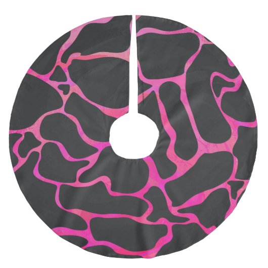 Giraffe Heiß rosa und Schwarz Polyester Weihnachtsbaumdecke (Vorderseite)