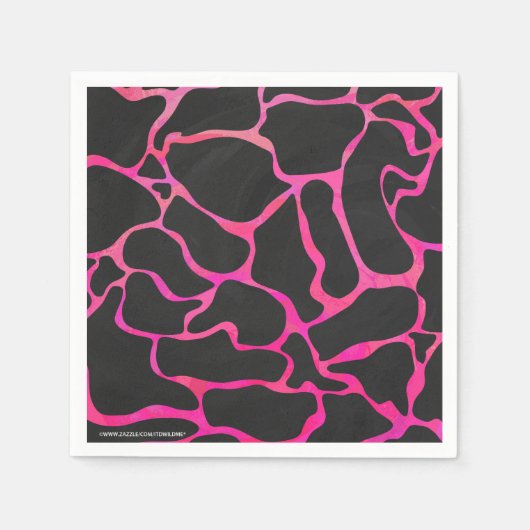 Giraffe Heiß rosa und Schwarz Serviette (Vorderseite)