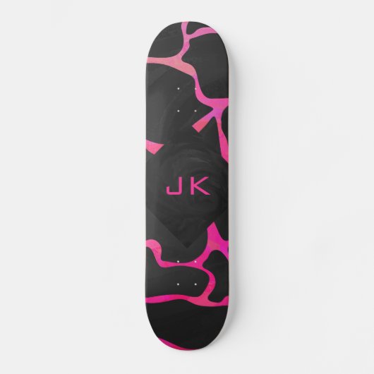 Giraffe Heiß rosa und Schwarz Skateboard (Vorderseite)