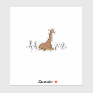 Giraffe Herzschlag Vintage Gravur Shirt Design_1 Aufkleber