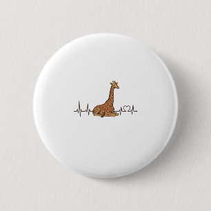Giraffe-Herzschlag Vintage-Schriftzug-Shirt-Design Button