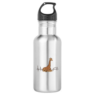 Giraffe-Herzschlag Vintage-Schriftzug-Shirt-Design Edelstahlflasche