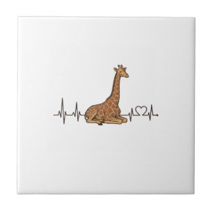 Giraffe-Herzschlag Vintage-Schriftzug-Shirt-Design Fliese