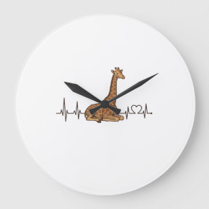 Giraffe-Herzschlag Vintage-Schriftzug-Shirt-Design Große Wanduhr