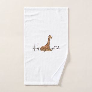 Giraffe-Herzschlag Vintage-Schriftzug-Shirt-Design Handtuch