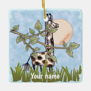 Giraffe Hiding Keramikornament
