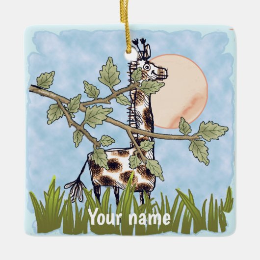 Giraffe Hiding Keramikornament (Vorderseite)