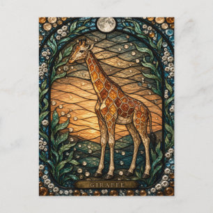 Giraffe Hoch Savanne Illumina Buntglas Postkarte