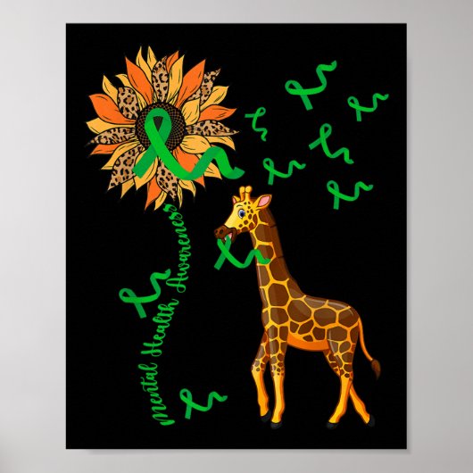 Giraffe Holding Green Ribb Poster (Vorne)