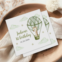 Giraffe Hot Air Ballon Green Boy 1. Geburtstag