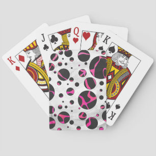 Giraffe Hot Pink and Black Print Spielkarten