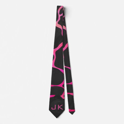 Giraffe Hot Pink und Black Print Krawatte (Vorderseite)