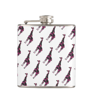 Giraffe Hot Pink und Black Silhouette Flachmann