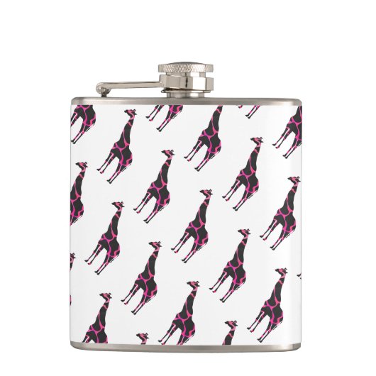 Giraffe Hot Pink und Black Silhouette Flachmann (Vorderseite)