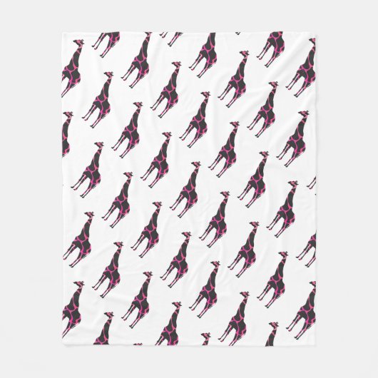 Giraffe Hot Pink und Black Silhouette Fleecedecke (Vorderseite)