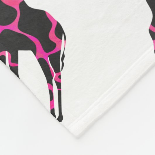 Giraffe Hot Pink und Black Silhouette Fleecedecke (Ecke)