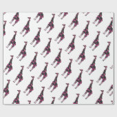 Giraffe Hot Pink und Black Silhouette Geschenkpapier (Flach)